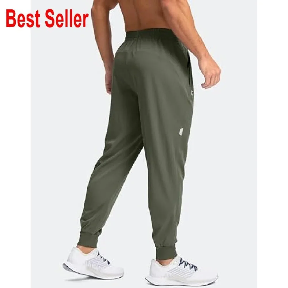 Men's Lightweight Joggers Quick Dry Athletic Pants Zipper Pockets Workout